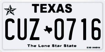 TX license plate CUZ0716