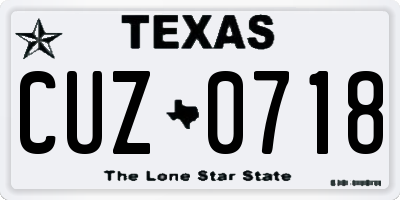 TX license plate CUZ0718