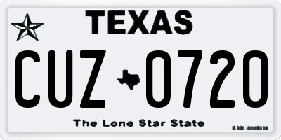 TX license plate CUZ0720