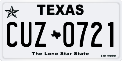 TX license plate CUZ0721