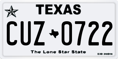 TX license plate CUZ0722