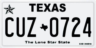 TX license plate CUZ0724