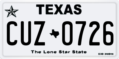 TX license plate CUZ0726