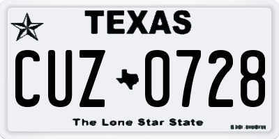 TX license plate CUZ0728