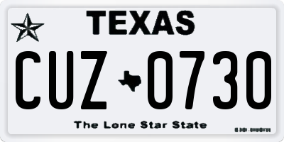 TX license plate CUZ0730