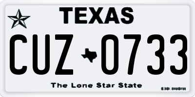 TX license plate CUZ0733