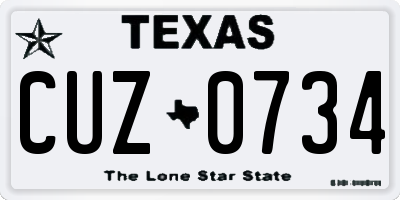 TX license plate CUZ0734