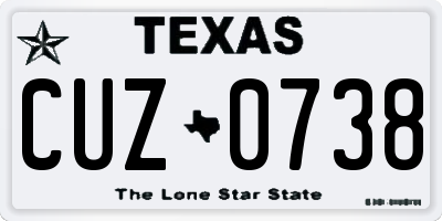 TX license plate CUZ0738