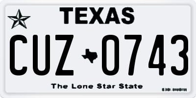 TX license plate CUZ0743