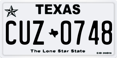 TX license plate CUZ0748