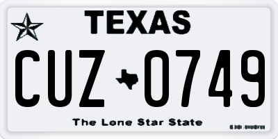 TX license plate CUZ0749