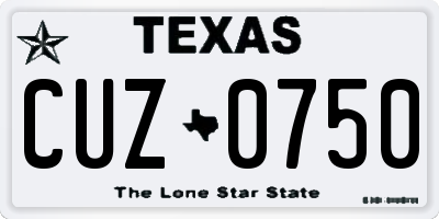 TX license plate CUZ0750
