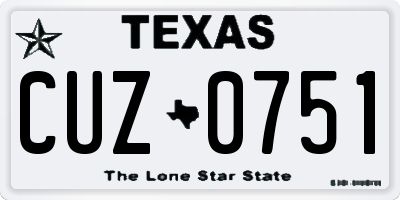 TX license plate CUZ0751