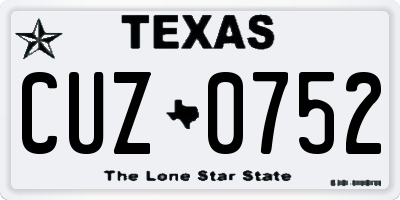 TX license plate CUZ0752