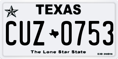 TX license plate CUZ0753