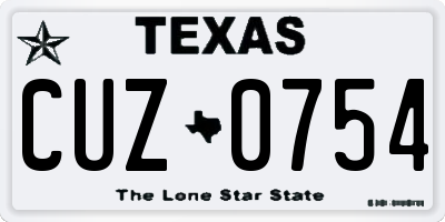 TX license plate CUZ0754