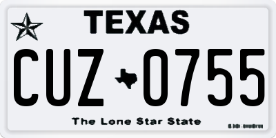 TX license plate CUZ0755