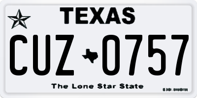TX license plate CUZ0757