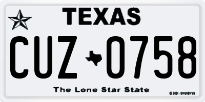 TX license plate CUZ0758