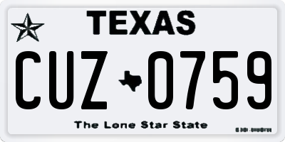 TX license plate CUZ0759