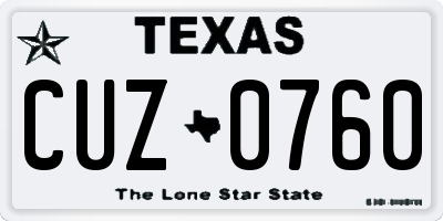 TX license plate CUZ0760