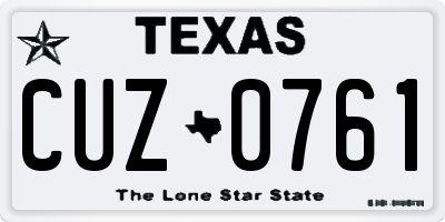 TX license plate CUZ0761