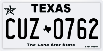 TX license plate CUZ0762