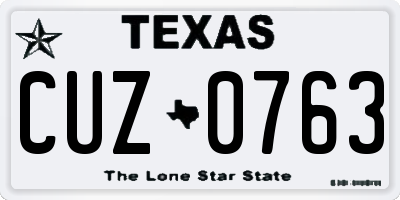TX license plate CUZ0763