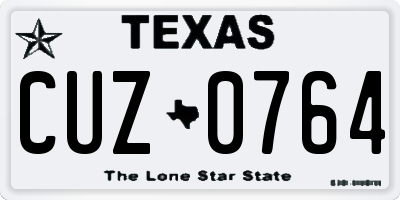 TX license plate CUZ0764