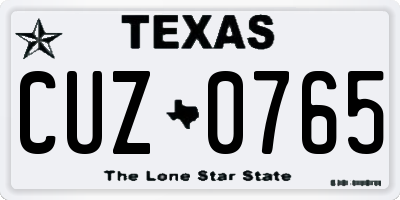 TX license plate CUZ0765