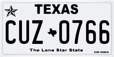 TX license plate CUZ0766
