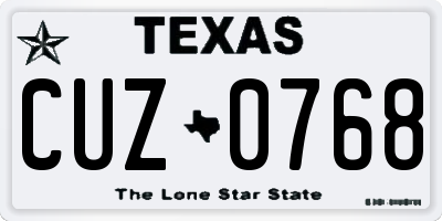 TX license plate CUZ0768