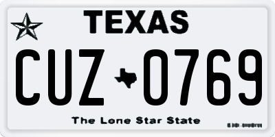 TX license plate CUZ0769