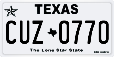 TX license plate CUZ0770