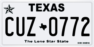TX license plate CUZ0772
