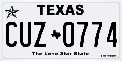 TX license plate CUZ0774