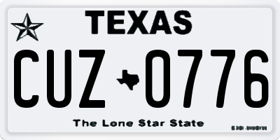 TX license plate CUZ0776