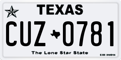 TX license plate CUZ0781