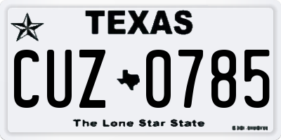 TX license plate CUZ0785