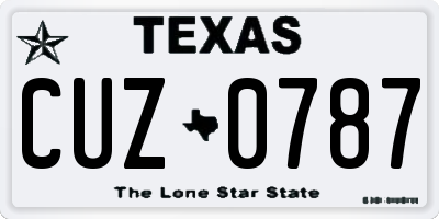 TX license plate CUZ0787