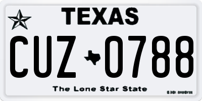 TX license plate CUZ0788
