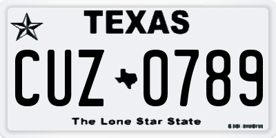 TX license plate CUZ0789