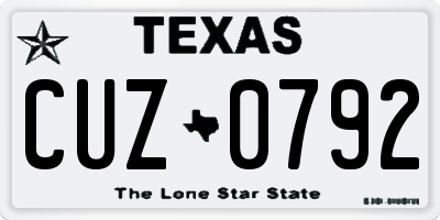 TX license plate CUZ0792