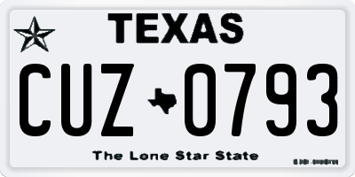 TX license plate CUZ0793