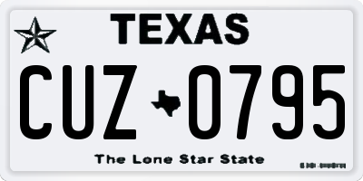 TX license plate CUZ0795