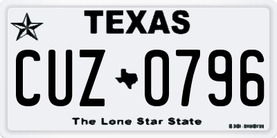 TX license plate CUZ0796
