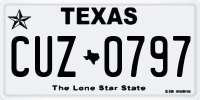 TX license plate CUZ0797