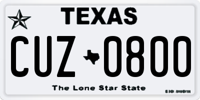 TX license plate CUZ0800