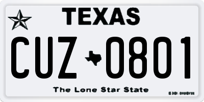 TX license plate CUZ0801