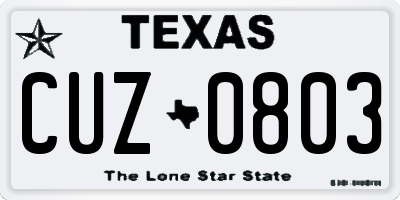 TX license plate CUZ0803